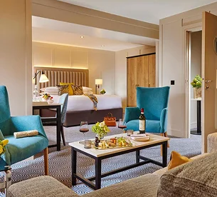 Spacious and Modern Luxury Hotel Suite with Living Area