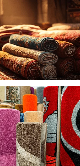 This collage is powerful because it contrasts the rich heritage of traditional carpets with the vibrant variety of modern styles.